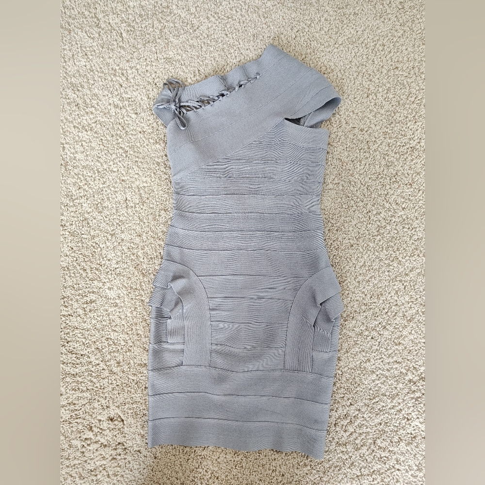 Elegant Gray Bandage Dress